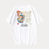 Butterfly embroidery cotton oversize tee with colorful design on back.